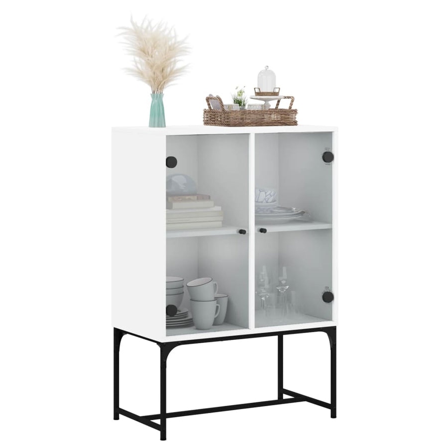 Bijzetkast Met Glazen Deuren 69X37X00 Cm Wit