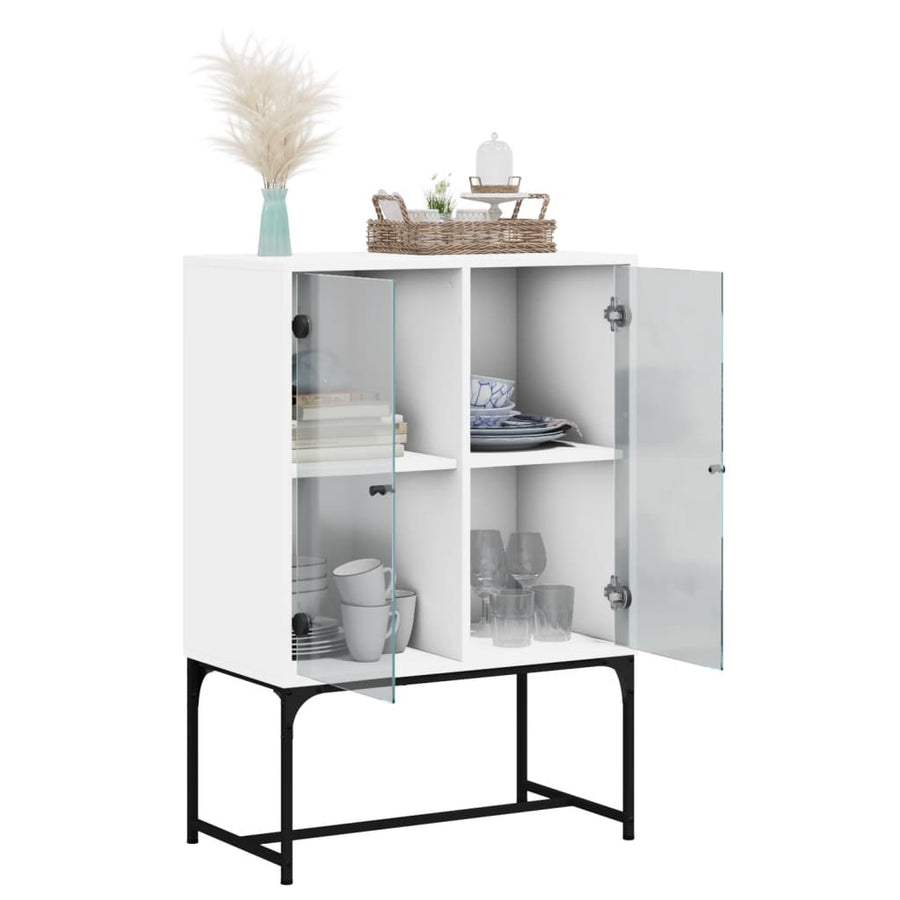 Bijzetkast Met Glazen Deuren 69X37X00 Cm Wit