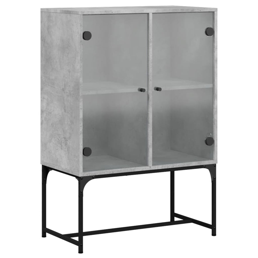 Bijzetkast Met Glazen Deuren 69X37X00 Cm Betongrijs