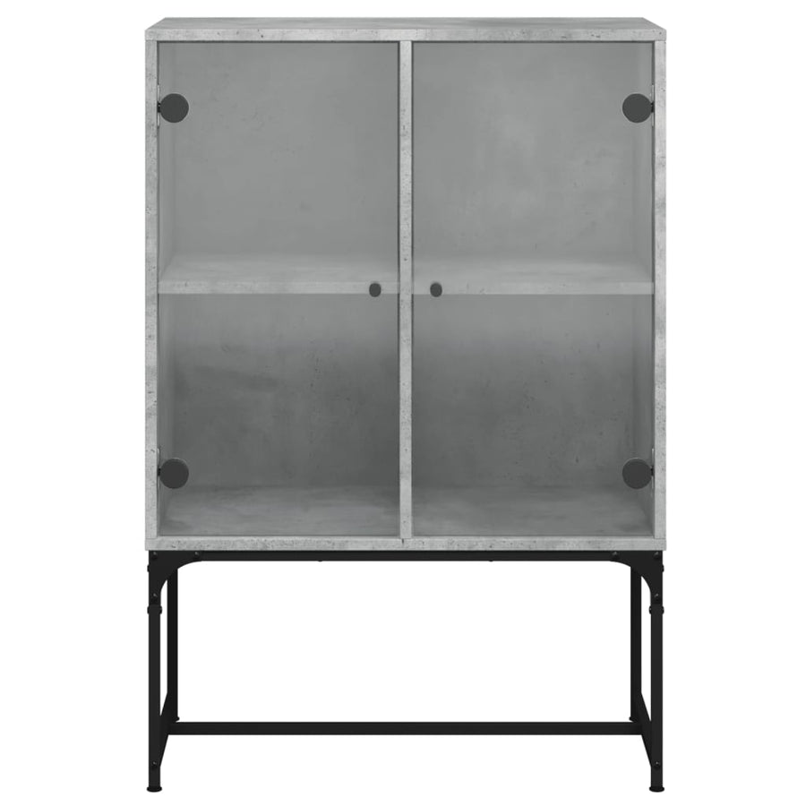 Bijzetkast Met Glazen Deuren 69X37X00 Cm Betongrijs