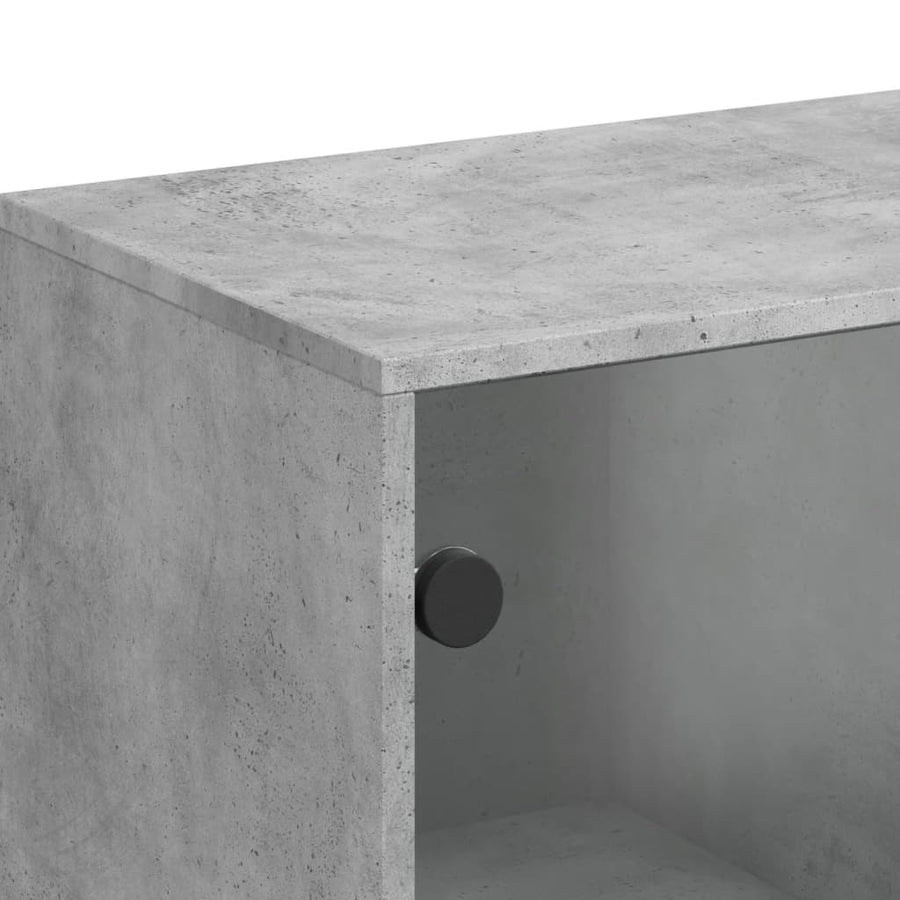 Bijzetkast Met Glazen Deuren 69X37X00 Cm Betongrijs