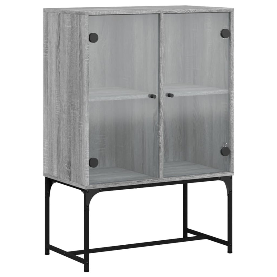 Bijzetkast Met Glazen Deuren 69X37X00 Cm Eiken Grijs sonoma