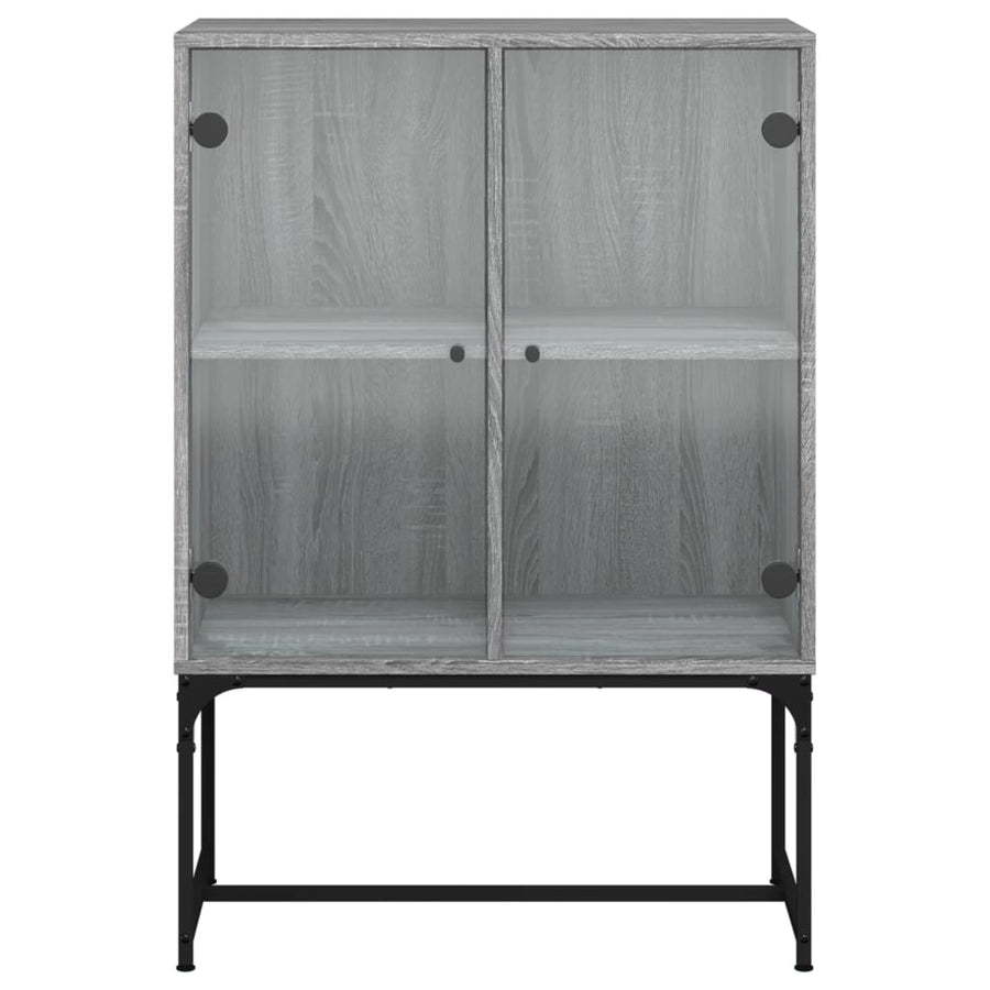Bijzetkast Met Glazen Deuren 69X37X00 Cm Eiken Grijs sonoma