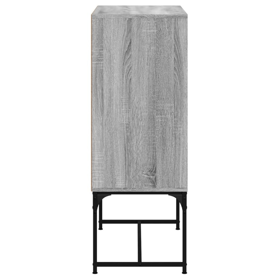 Bijzetkast Met Glazen Deuren 69X37X00 Cm Eiken Grijs sonoma