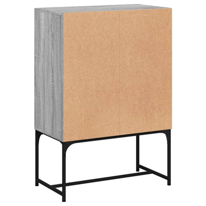 Bijzetkast Met Glazen Deuren 69X37X00 Cm Eiken Grijs sonoma