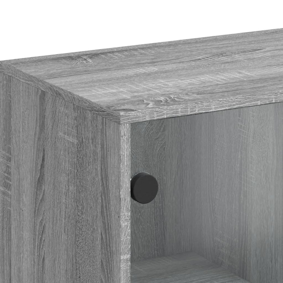 Bijzetkast Met Glazen Deuren 69X37X00 Cm Eiken Grijs sonoma