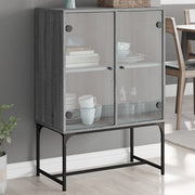 Bijzetkast 69x37x100 cm grijs sonoma eiken glas