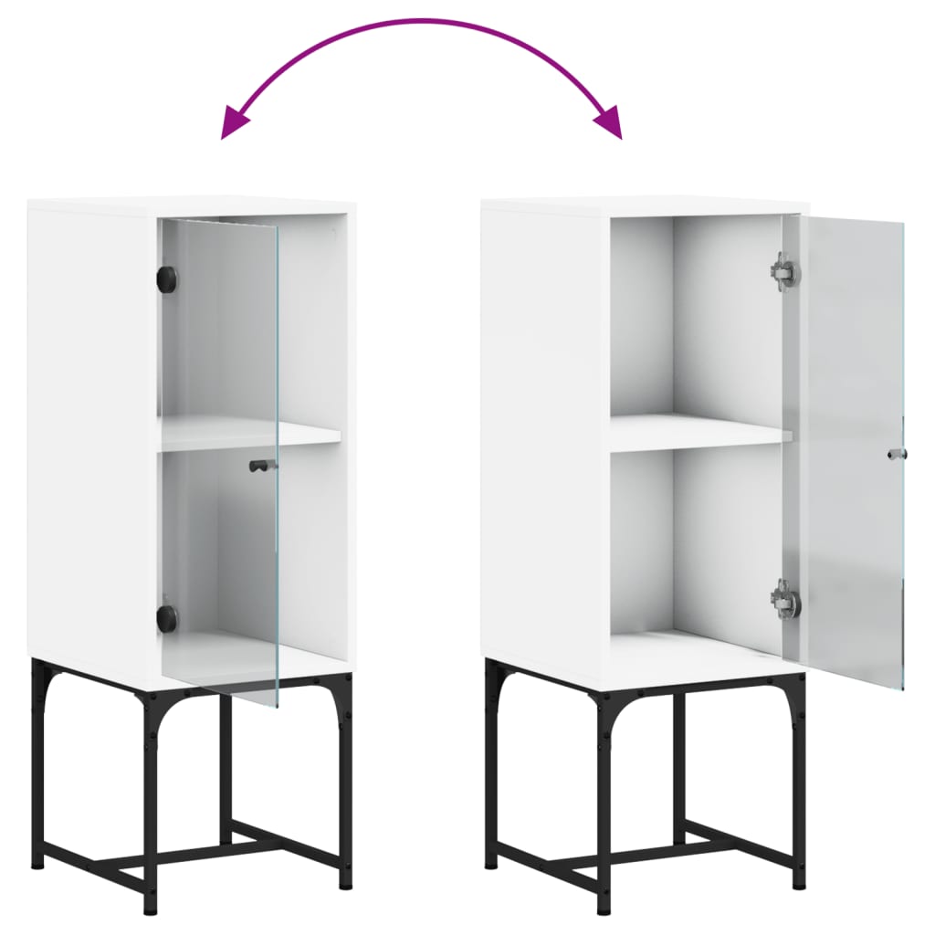 Bijzetkast Met Glazen Deur 35X37X100 Cm Wit