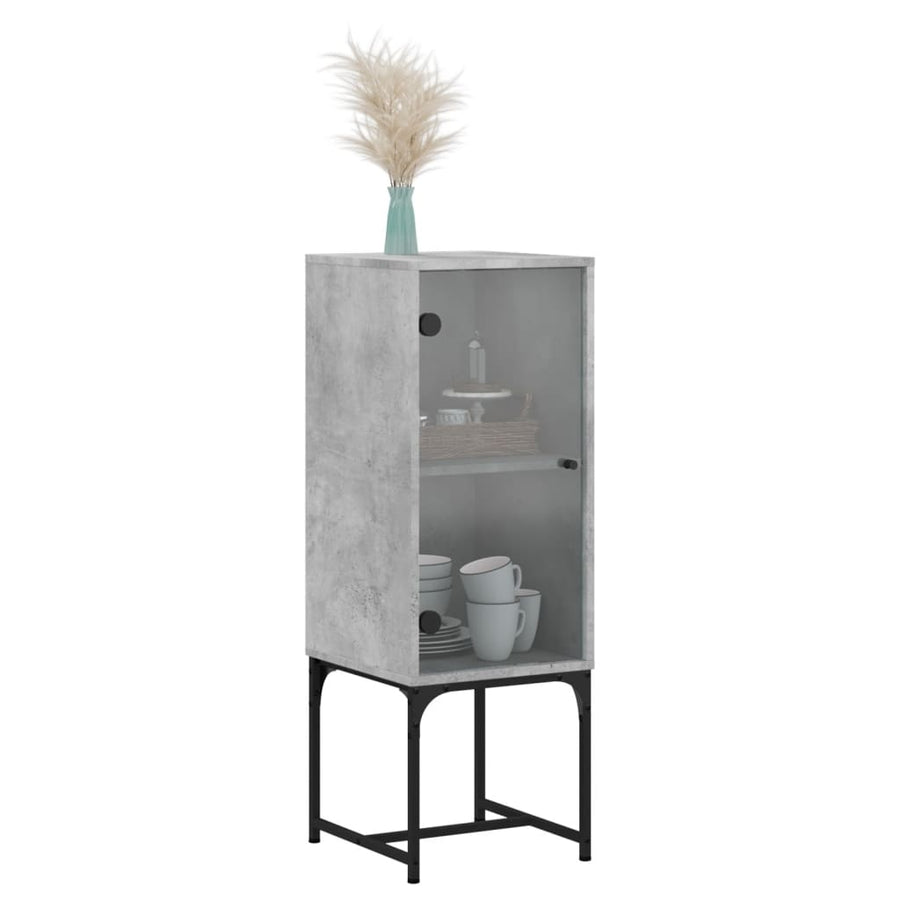 Bijzetkast Met Glazen Deur 35X37X100 Cm Betongrijs