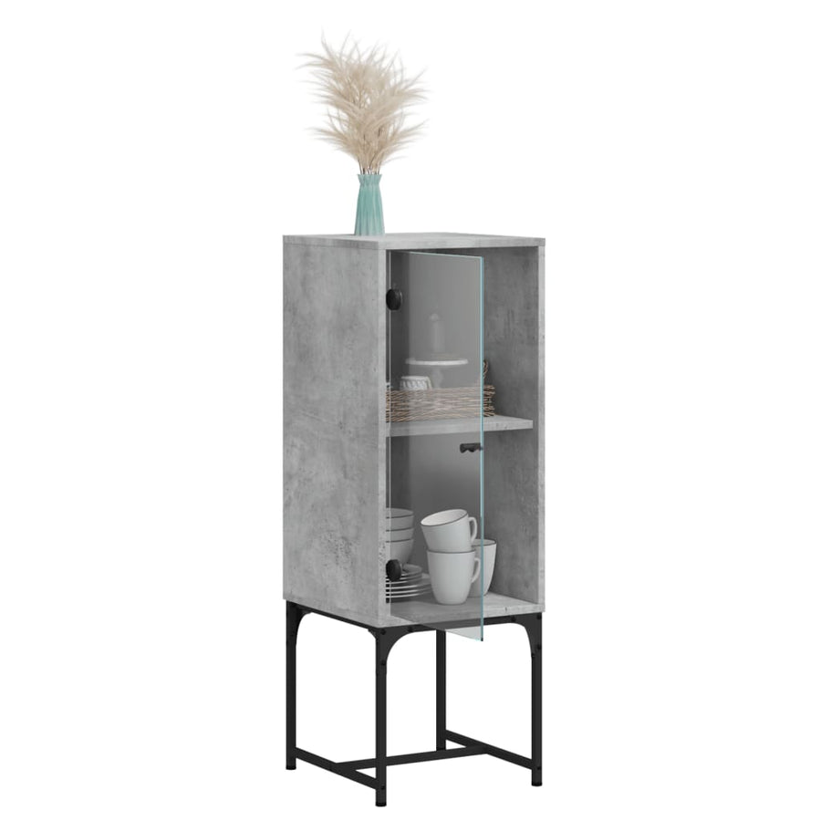 Bijzetkast Met Glazen Deur 35X37X100 Cm Betongrijs
