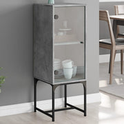 Side cabinet with glass door 35x37x100 cm concrete grey