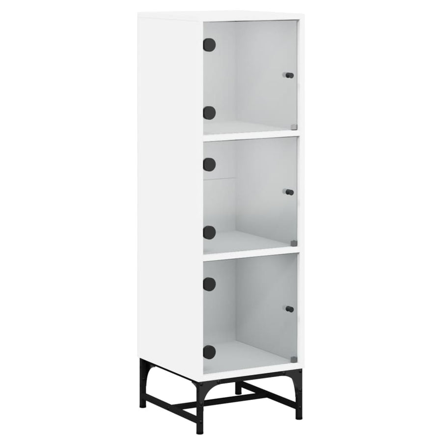Hoge Kast Met Glazen Deuren 35X37X120 Cm Wit