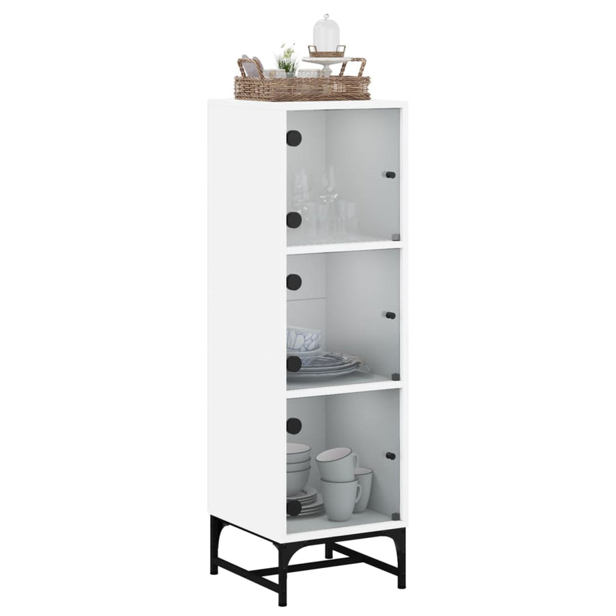 Hoge Kast Met Glazen Deuren 35X37X120 Cm Wit