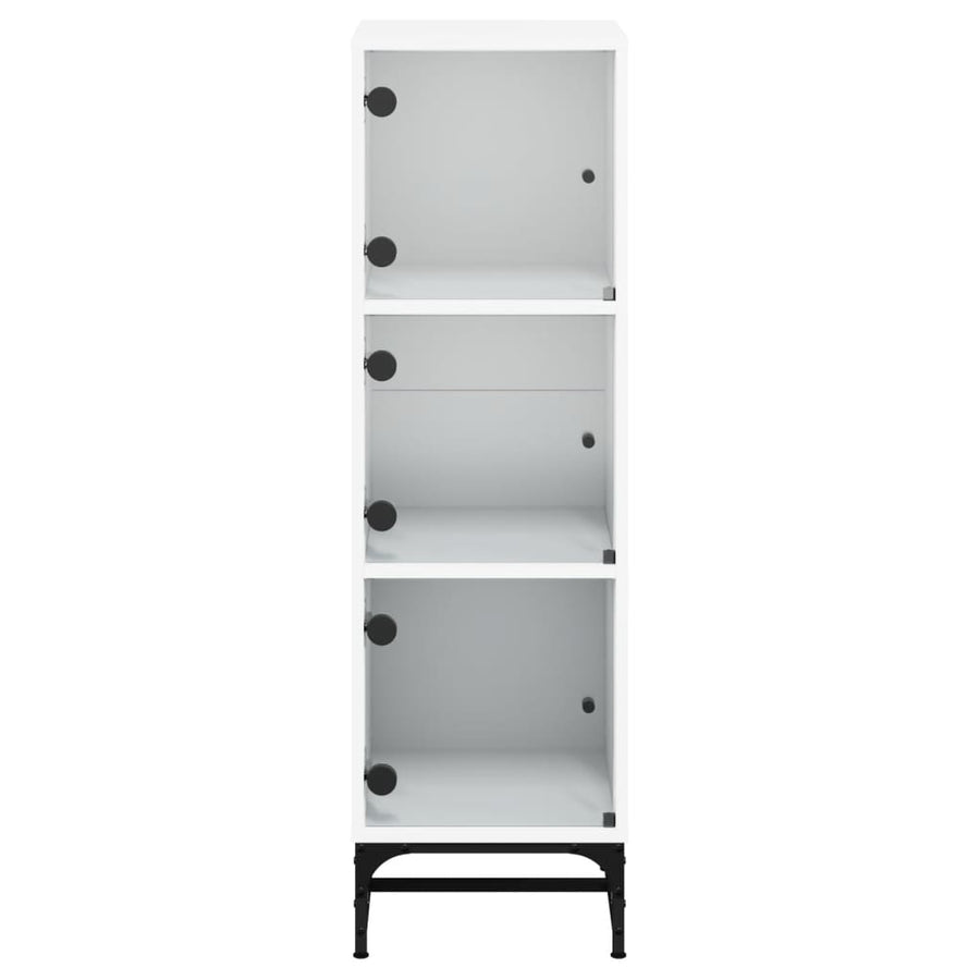 Hoge Kast Met Glazen Deuren 35X37X120 Cm Wit