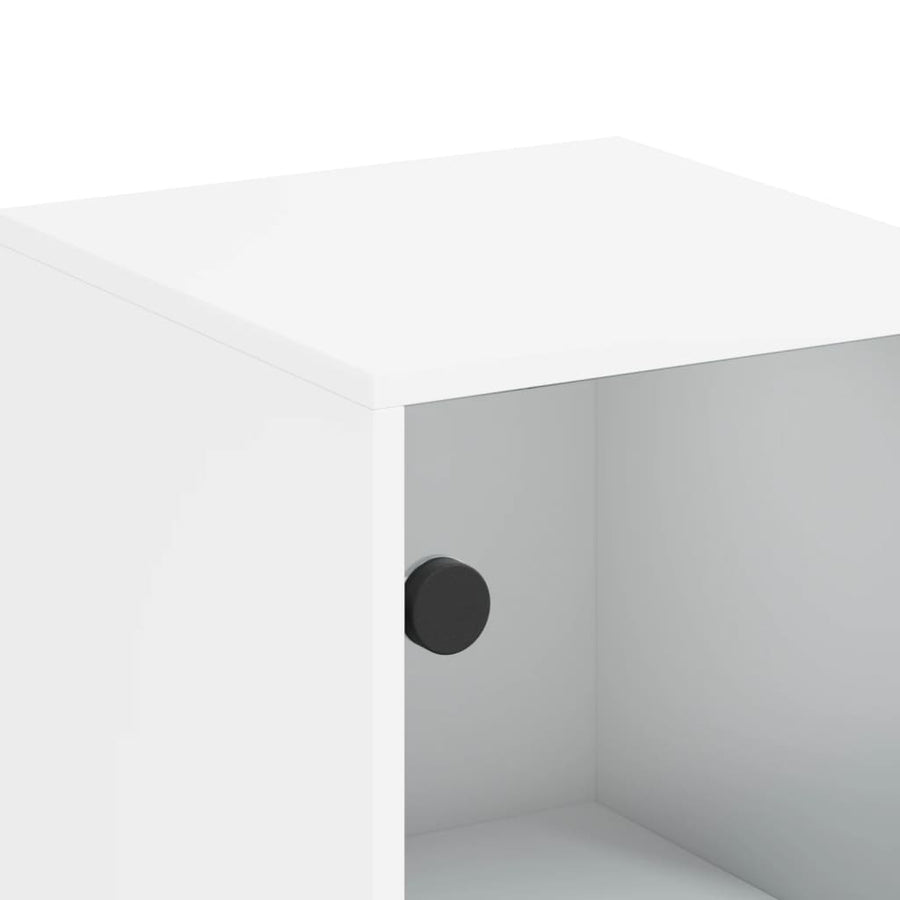 Hoge Kast Met Glazen Deuren 35X37X120 Cm Wit