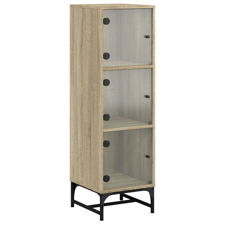 Hoge kast met glazen deuren 35x37x120 cm sonoma eikenkleurig