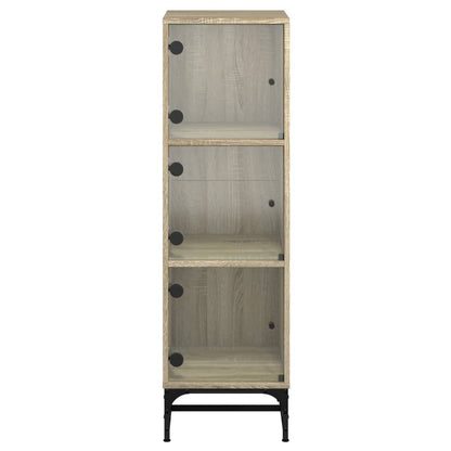 Hoge kast met glazen deuren 35x37x120 cm sonoma eikenkleurig