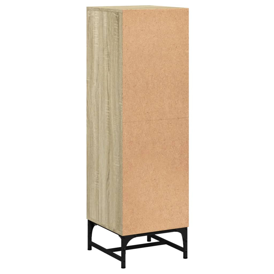 Hoge kast met glazen deuren 35x37x120 cm sonoma eikenkleurig