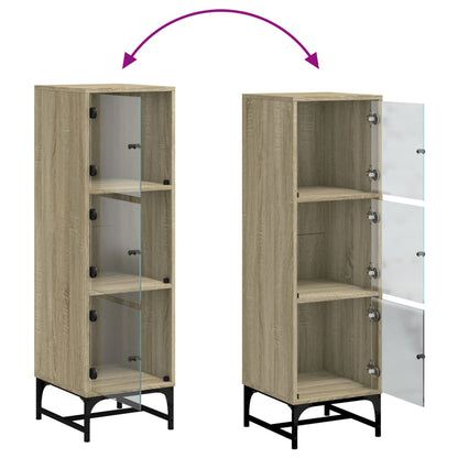 Hoge kast met glazen deuren 35x37x120 cm sonoma eikenkleurig