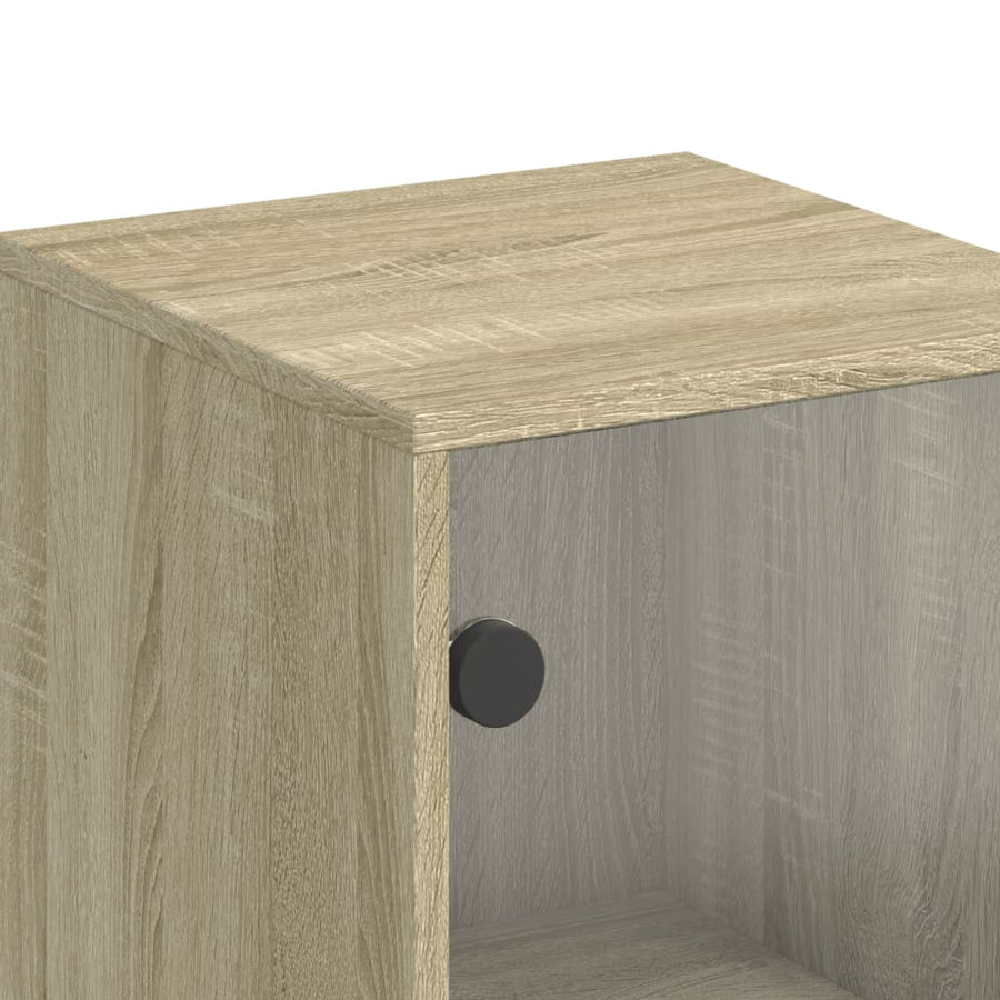 Hoge kast met glazen deuren 35x37x120 cm sonoma eikenkleurig