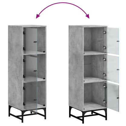 Hoge Kast Met Glazen Deuren 35X37X120 Cm Betongrijs