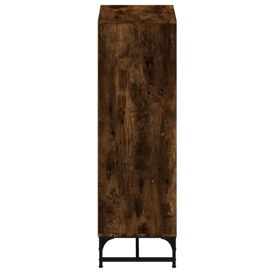 Hoge kast met glazen deuren 35x37x120 cm gerookt eikenkleurig
