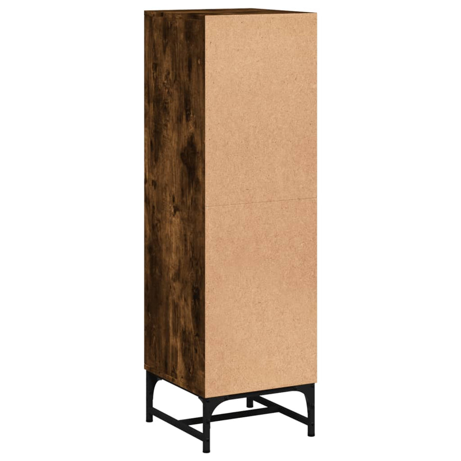 Hoge kast met glazen deuren 35x37x120 cm gerookt eikenkleurig