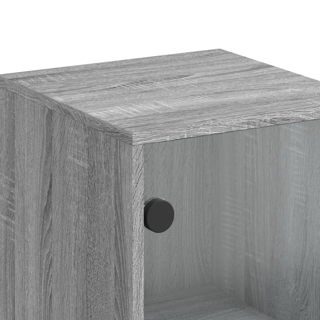 Hoge Kast Met Glazen Deuren 35X37X120 Cm Grijs Sonoma Eiken