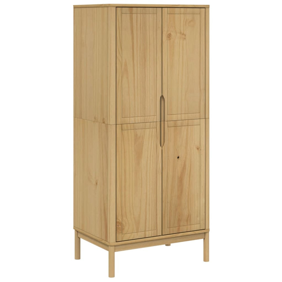 Kledingkast FLORO 77x53x171 cm massief grenenhout wasbruin