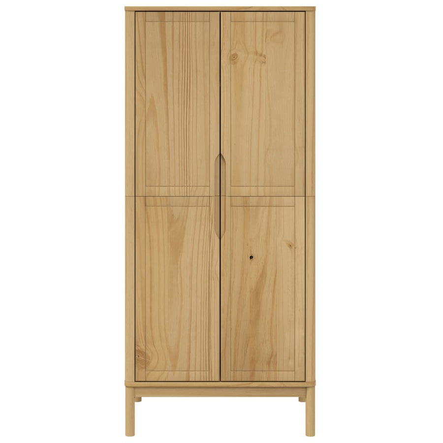 Kledingkast FLORO 77x53x171 cm massief grenenhout wasbruin