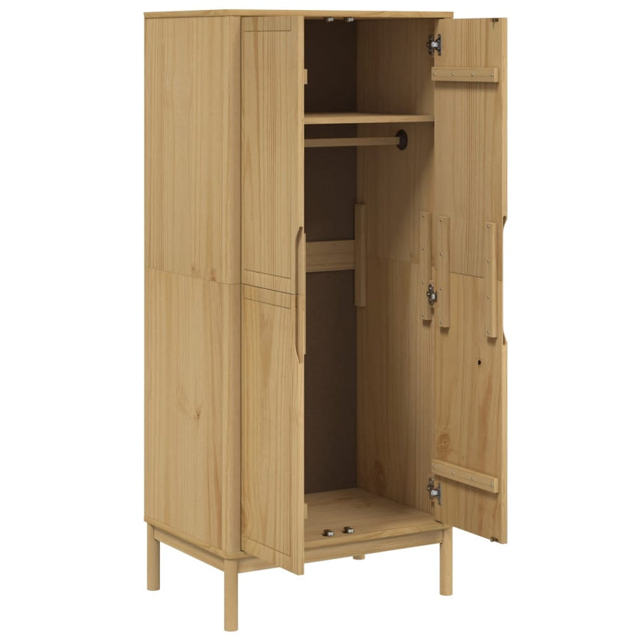 Kledingkast FLORO 77x53x171 cm massief grenenhout wasbruin