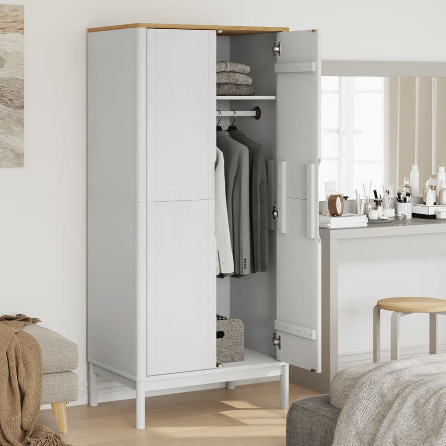 Kledingkast FLORO 77x53x171 cm massief grenenhout wit