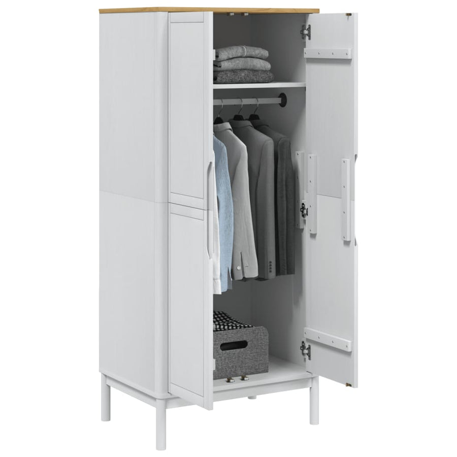 Kledingkast FLORO 77x53x171 cm massief grenenhout wit