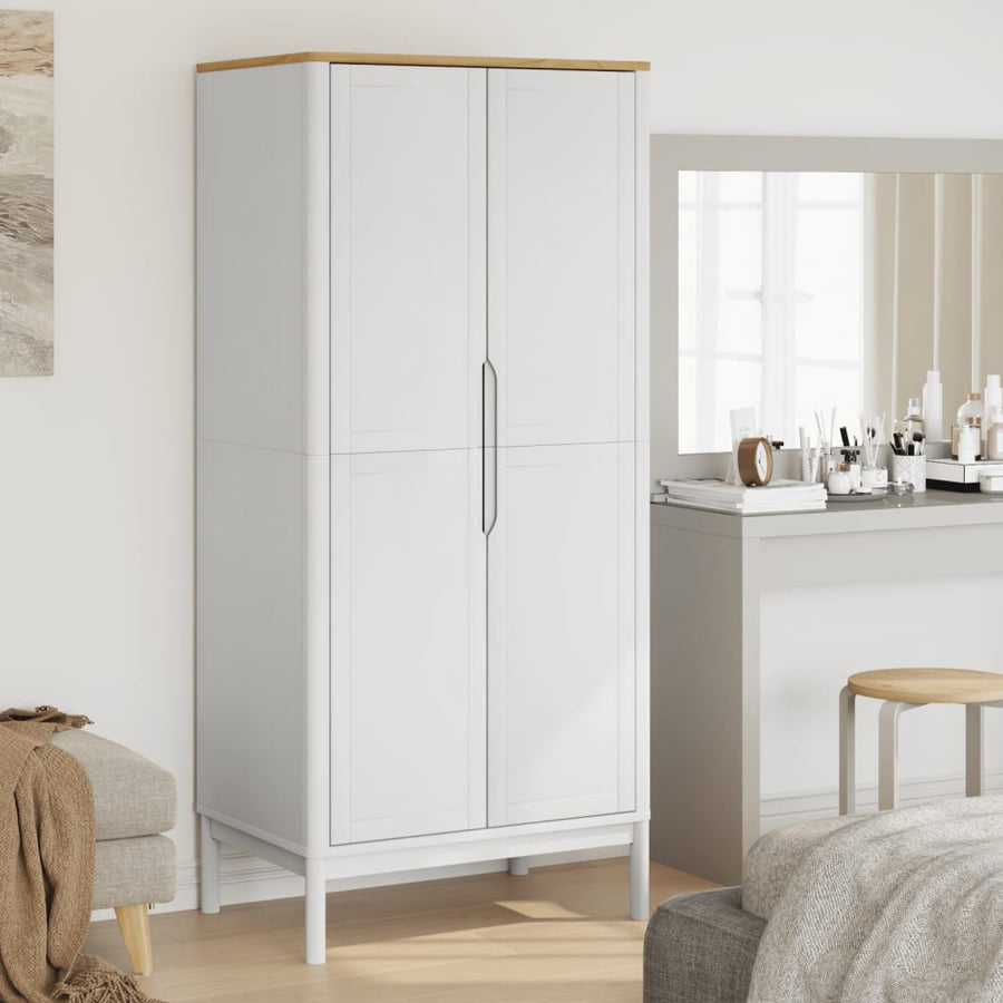 Kledingkast FLORO 77x53x171 cm massief grenenhout wit