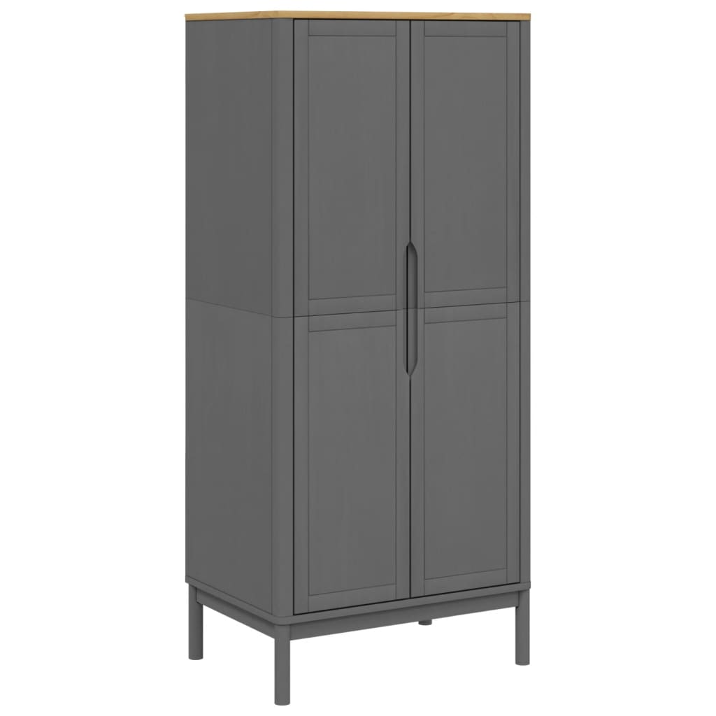 Kledingkast Floro 77X53X171 Cm Massief Grenenhout Grijs
