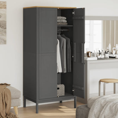Kledingkast Floro 77X53X171 Cm Massief Grenenhout Grijs