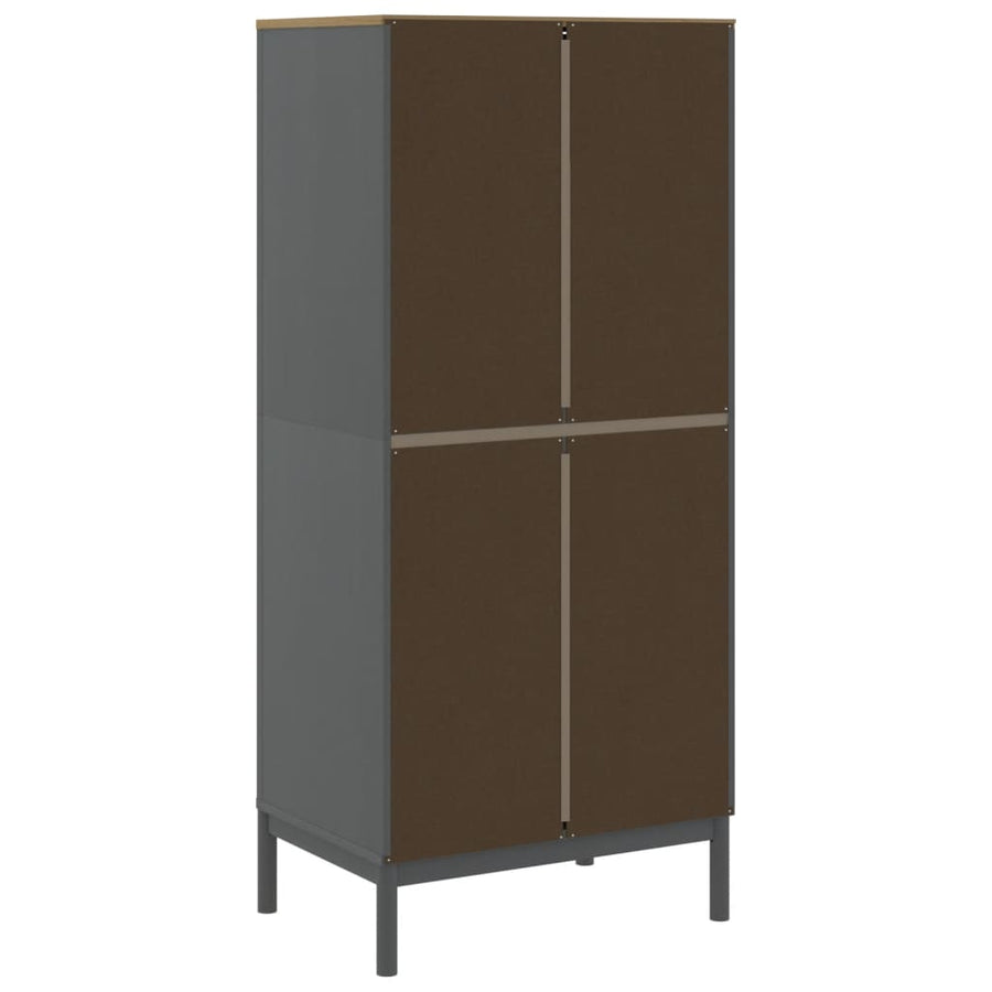 Kledingkast Floro 77X53X171 Cm Massief Grenenhout Grijs
