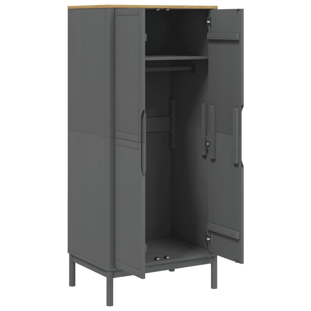 Kledingkast Floro 77X53X171 Cm Massief Grenenhout Grijs