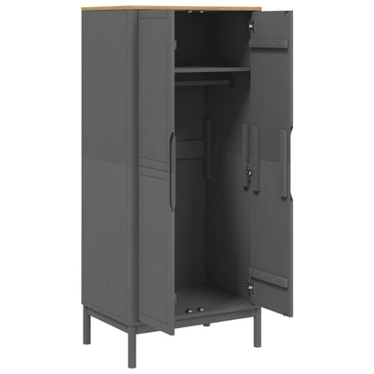 Kledingkast Floro 77X53X171 Cm Massief Grenenhout Grijs