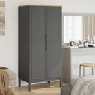 Kledingkast massief grenenhout grijs 77x53x171 cm