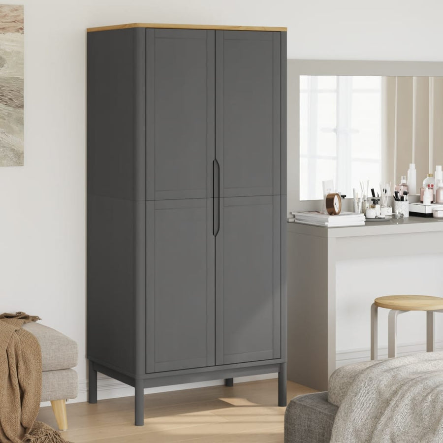 Kledingkast Floro 77X53X171 Cm Massief Grenenhout Grijs