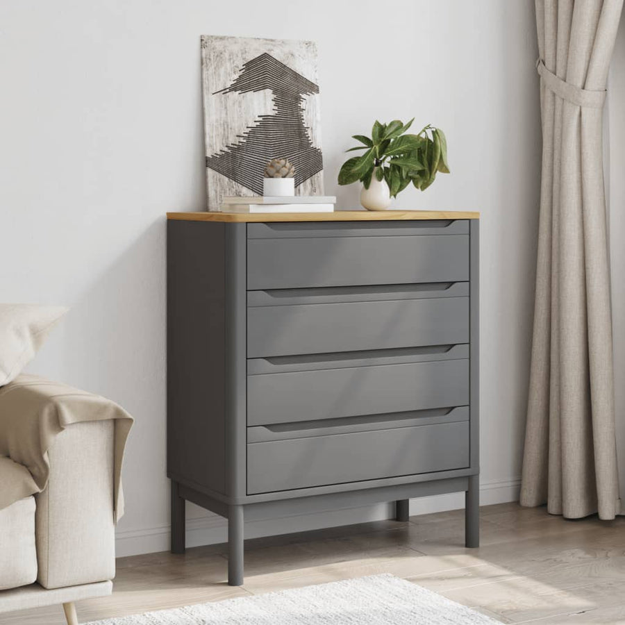 Ladekast Floro Massief Grenenhout Grijs