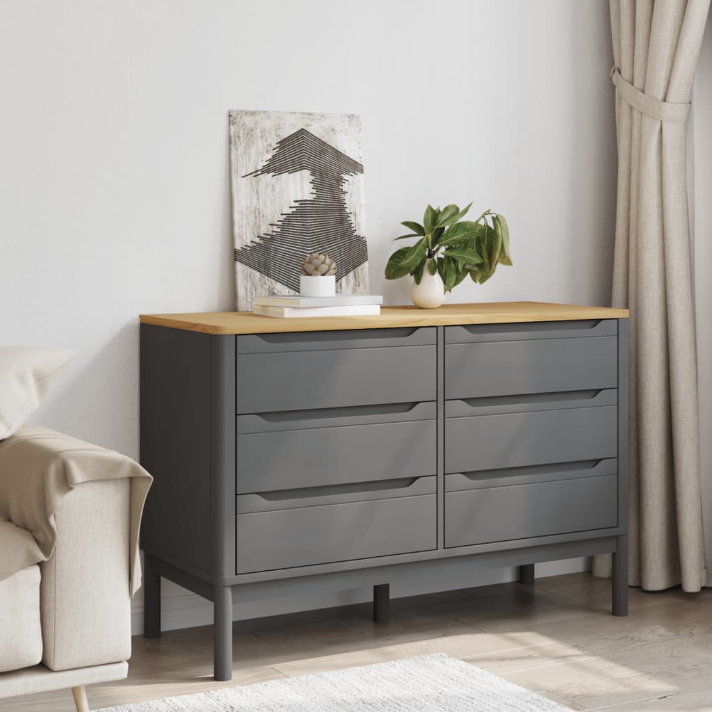 Ladekast FLORO massief grenenhout grijs