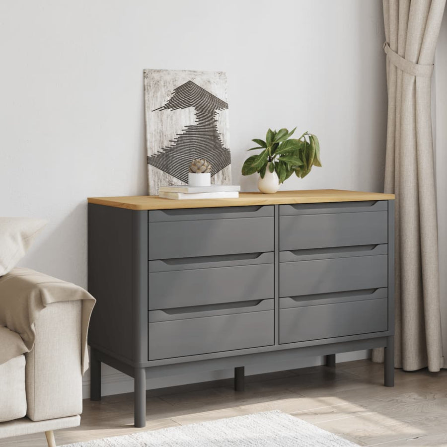 Ladekast FLORO massief grenenhout grijs