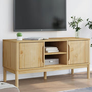 Tv-meubel 114x43x55 cm massief grenenhout wasbruin