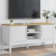 Tv-meubel 114x43x55 cm massief grenenhout wit
