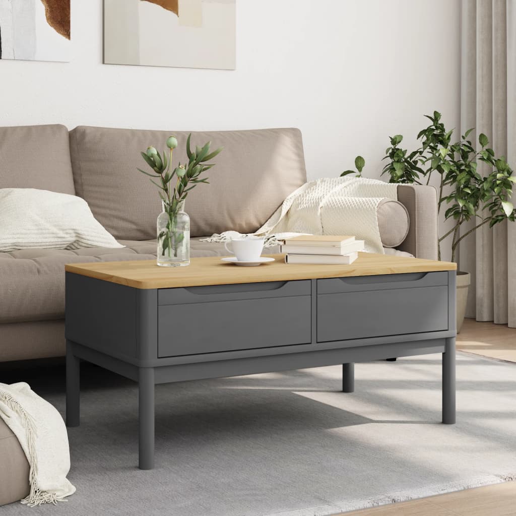 Salontafel Floro 99X55,5X45 Cm Massief Grenenhout Grijs