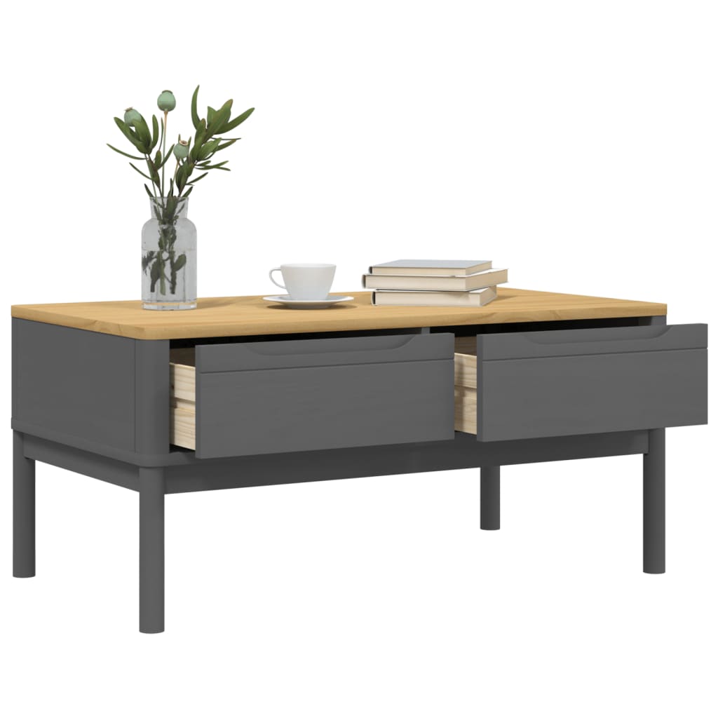Salontafel Floro 99X55,5X45 Cm Massief Grenenhout Grijs