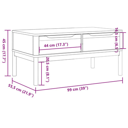 Salontafel Floro 99X55,5X45 Cm Massief Grenenhout Grijs