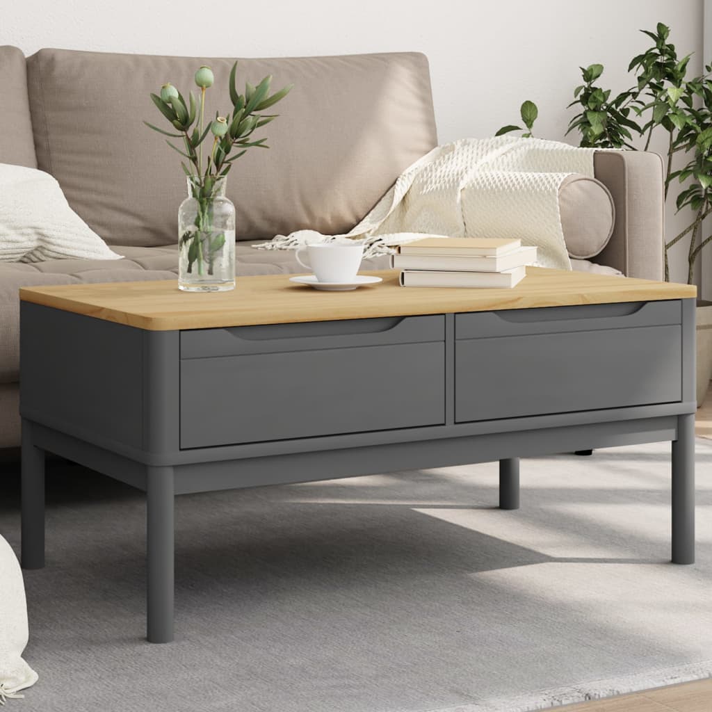 Salontafel Floro 99X55,5X45 Cm Massief Grenenhout Grijs